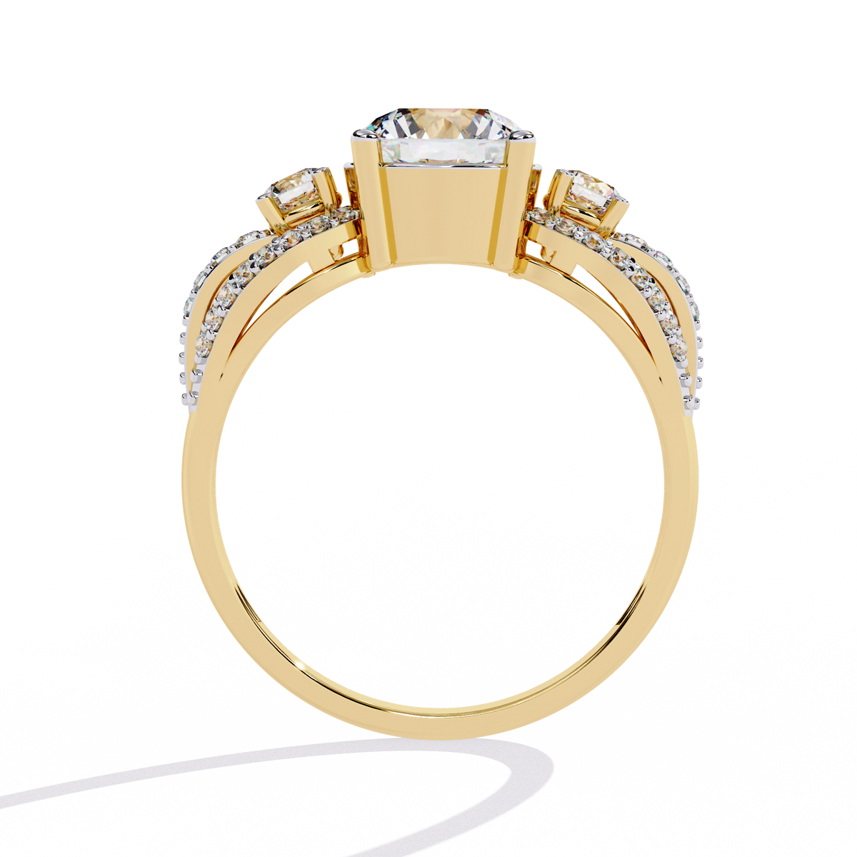 Reverra 14K Round Diamond Three Stone Engagement Ring, CTTW-1.64