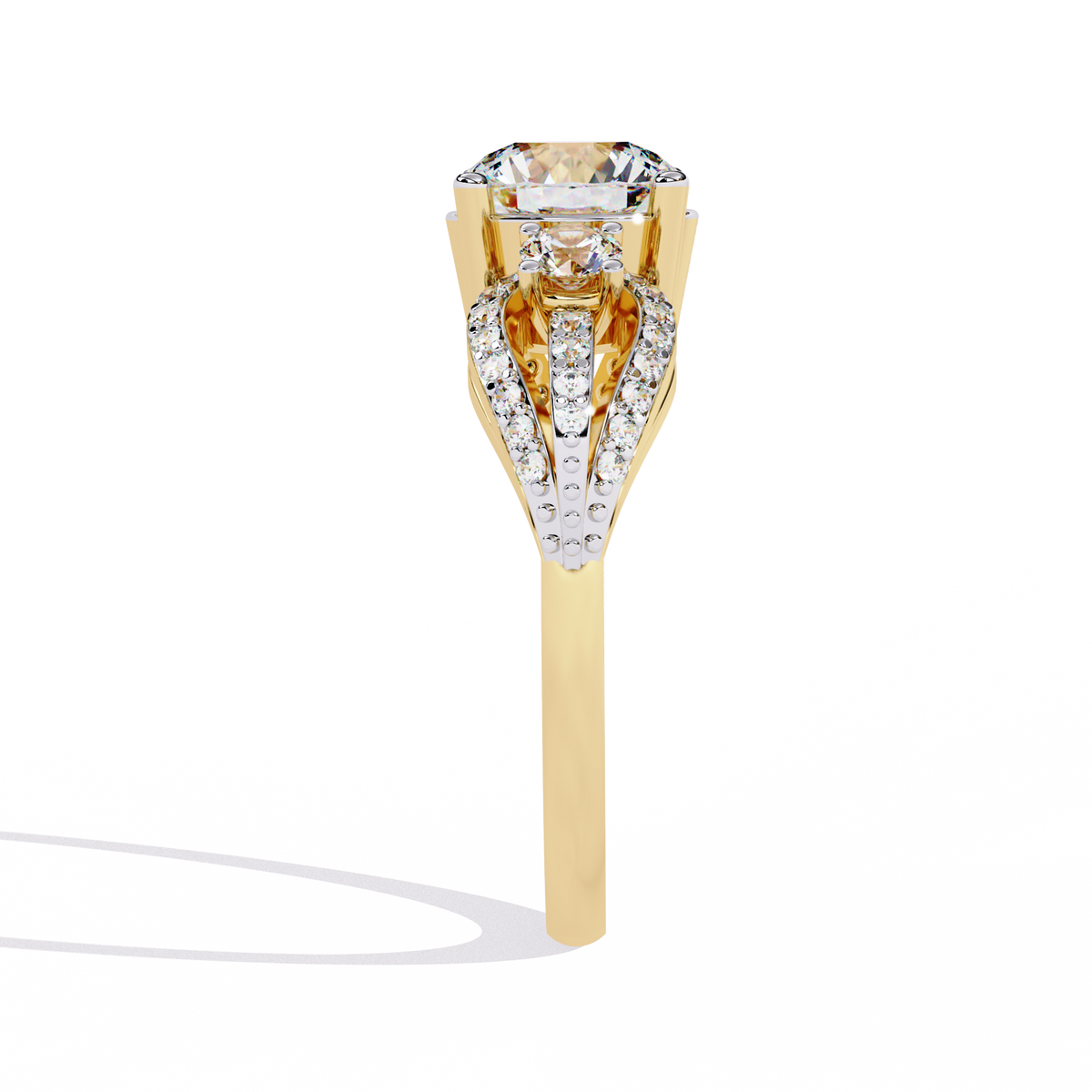 Reverra 14K Round Diamond Three Stone Engagement Ring, CTTW-1.64