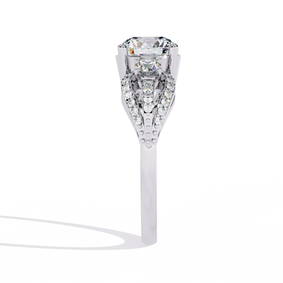 Reverra 14K Round Diamond Three Stone Engagement Ring, CTTW-1.64