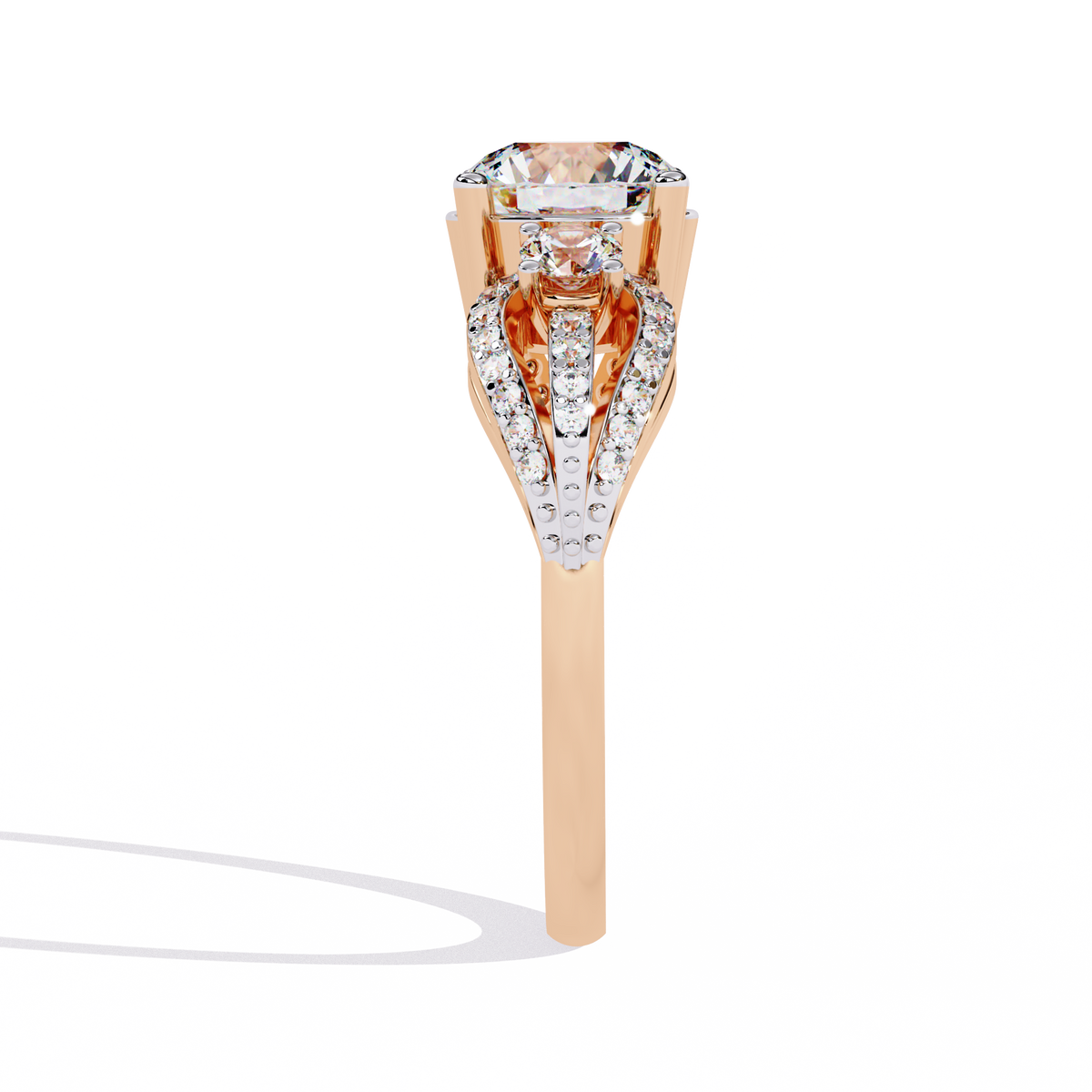 Reverra 14K Round Diamond Three Stone Engagement Ring, CTTW-1.64