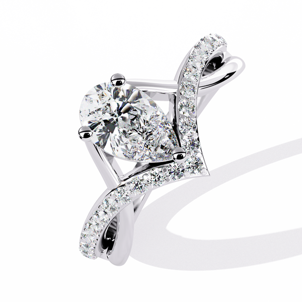 Reverra 14K Gold Pear & Round Lab Grown Diamond Twisted Engagement Ring for Women, CTTW-0.94