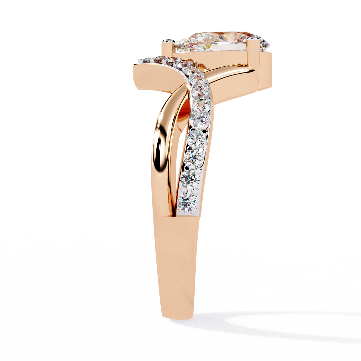 Reverra 14K Oval Diamond Twisted Engagement Ring, CTTW-0.94