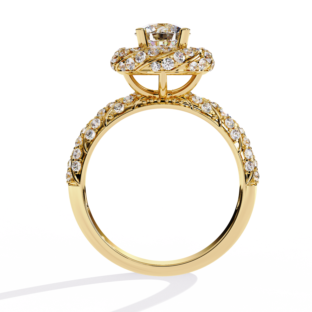 Reverra 14K Round Diamond Twisted Halo Engagement Ring, CTTW-1.44