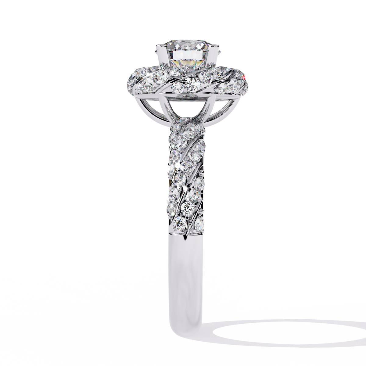 Reverra 14K Round Diamond Twisted Halo Engagement Ring, CTTW-1.44