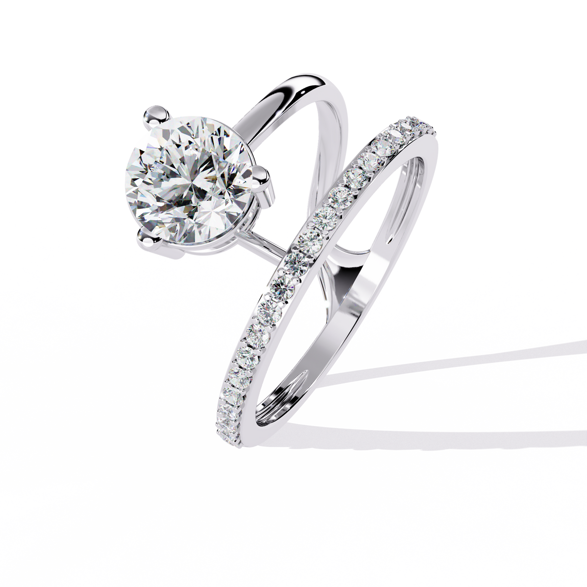 Reverra 14K Round Diamond Open Bypass Engagement Ring, CTTW-1.51