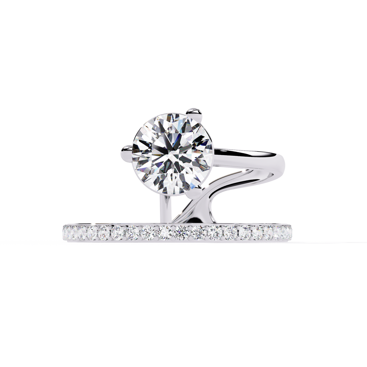 Reverra 14K Round Diamond Open Bypass Engagement Ring, CTTW-1.51