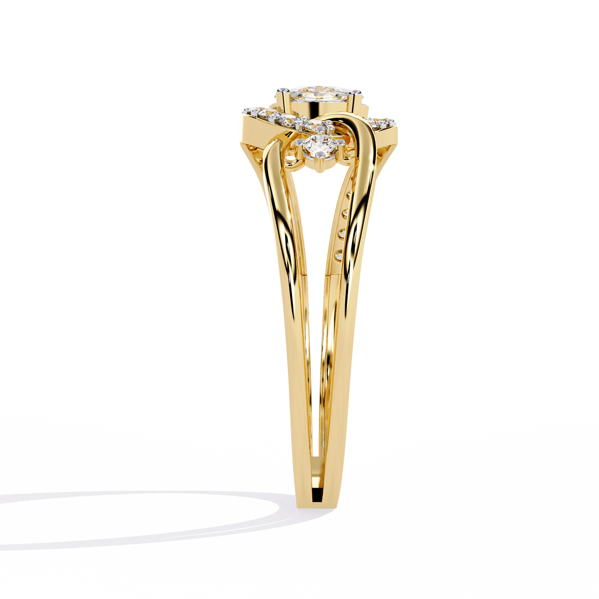 Reverra 14K Oval Diamond Artistic Engagement Ring, CTTW-0.34