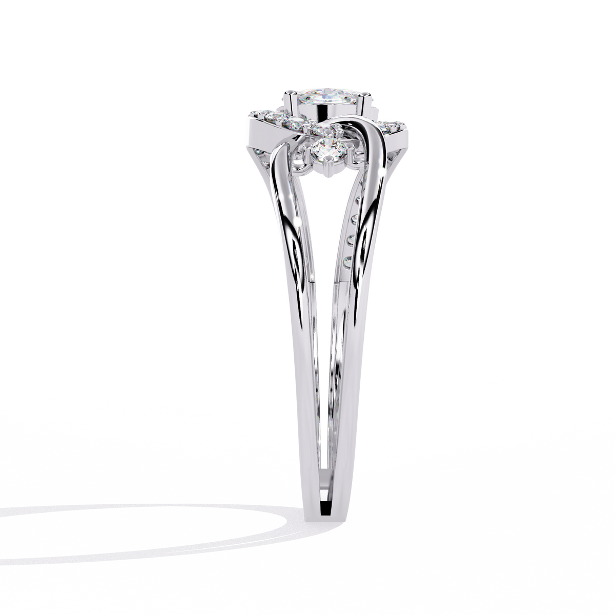 Reverra 14K Oval Diamond Artistic Engagement Ring, CTTW-0.34