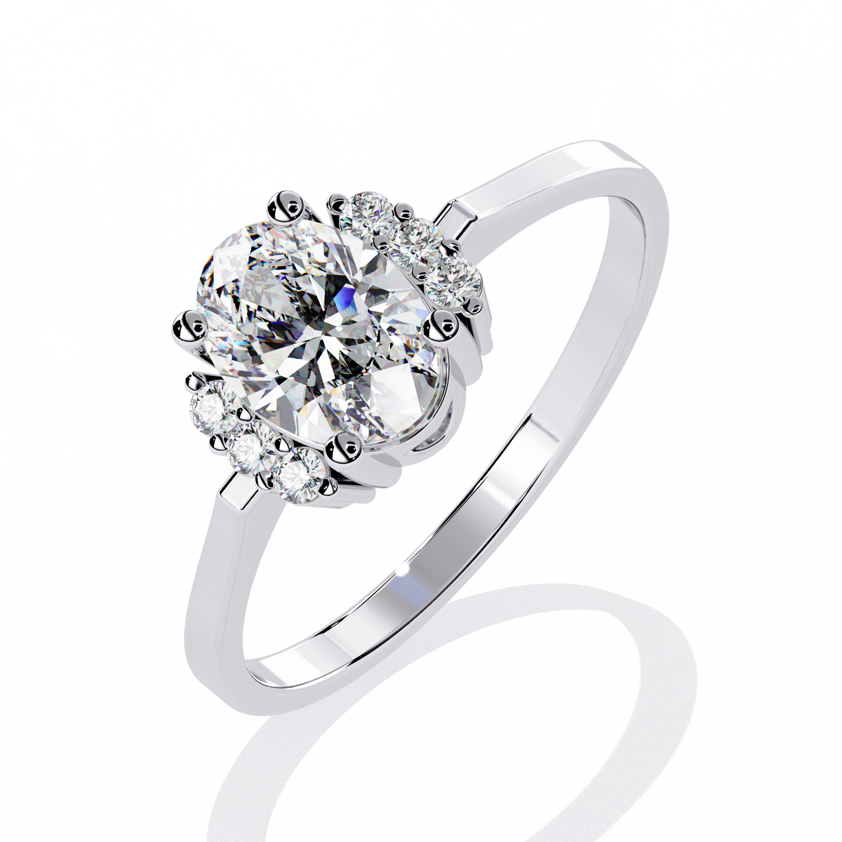 Reverra 14K Oval Diamond Cluster Engagement Ring, CTTW-0.72