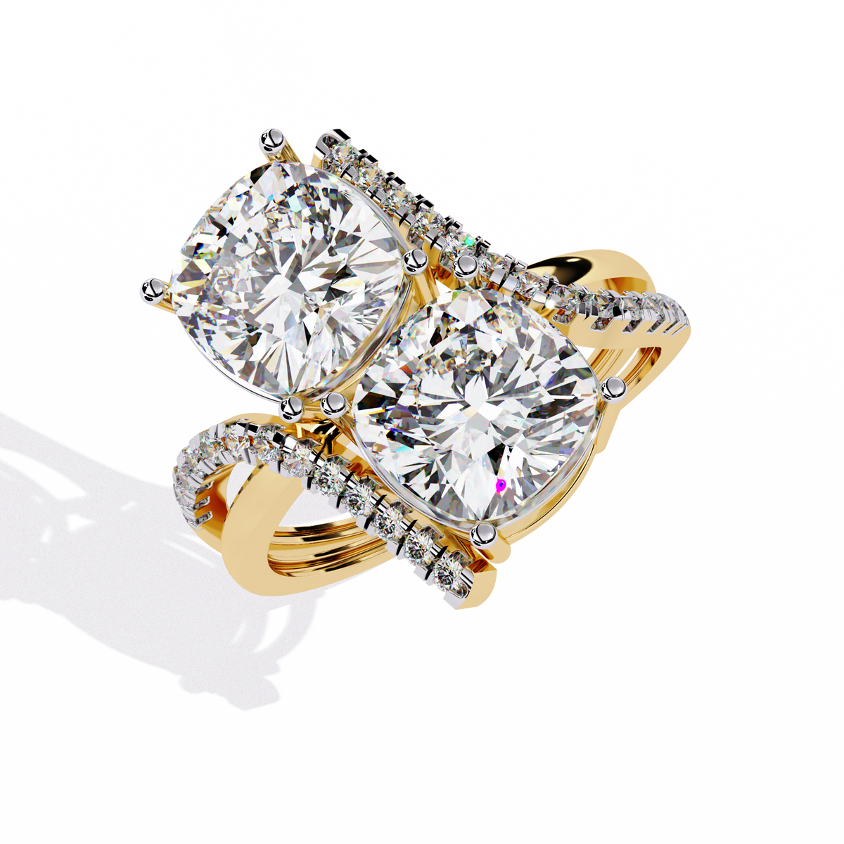 Reverra 14K Round Diamond Toi et Moi Engagement Ring, CTTW-5.04