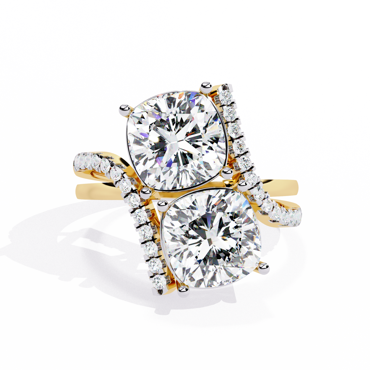 Reverra 14K Round Diamond Toi et Moi Engagement Ring, CTTW-5.04