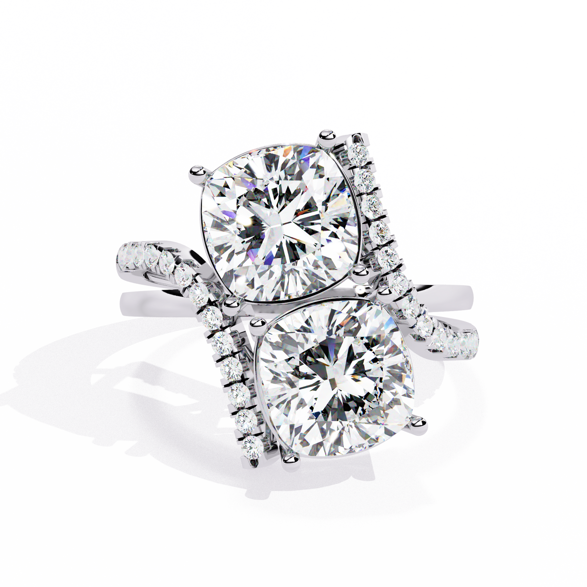 Reverra 14K Round Diamond Toi et Moi Engagement Ring, CTTW-5.04