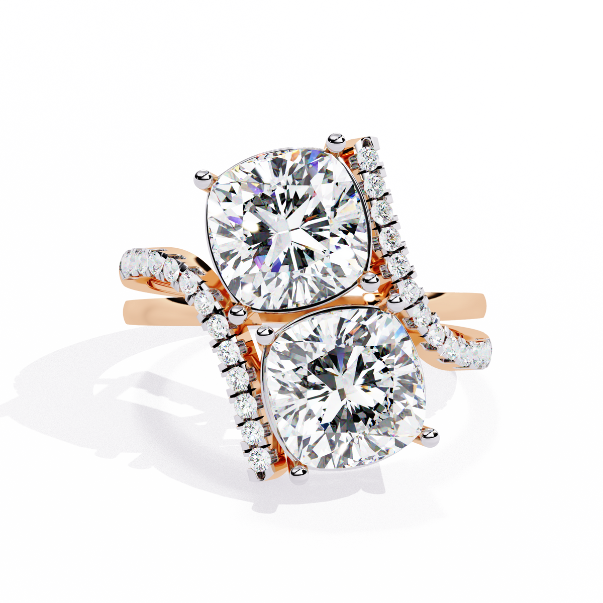 Reverra 14K Round Diamond Toi et Moi Engagement Ring, CTTW-5.04