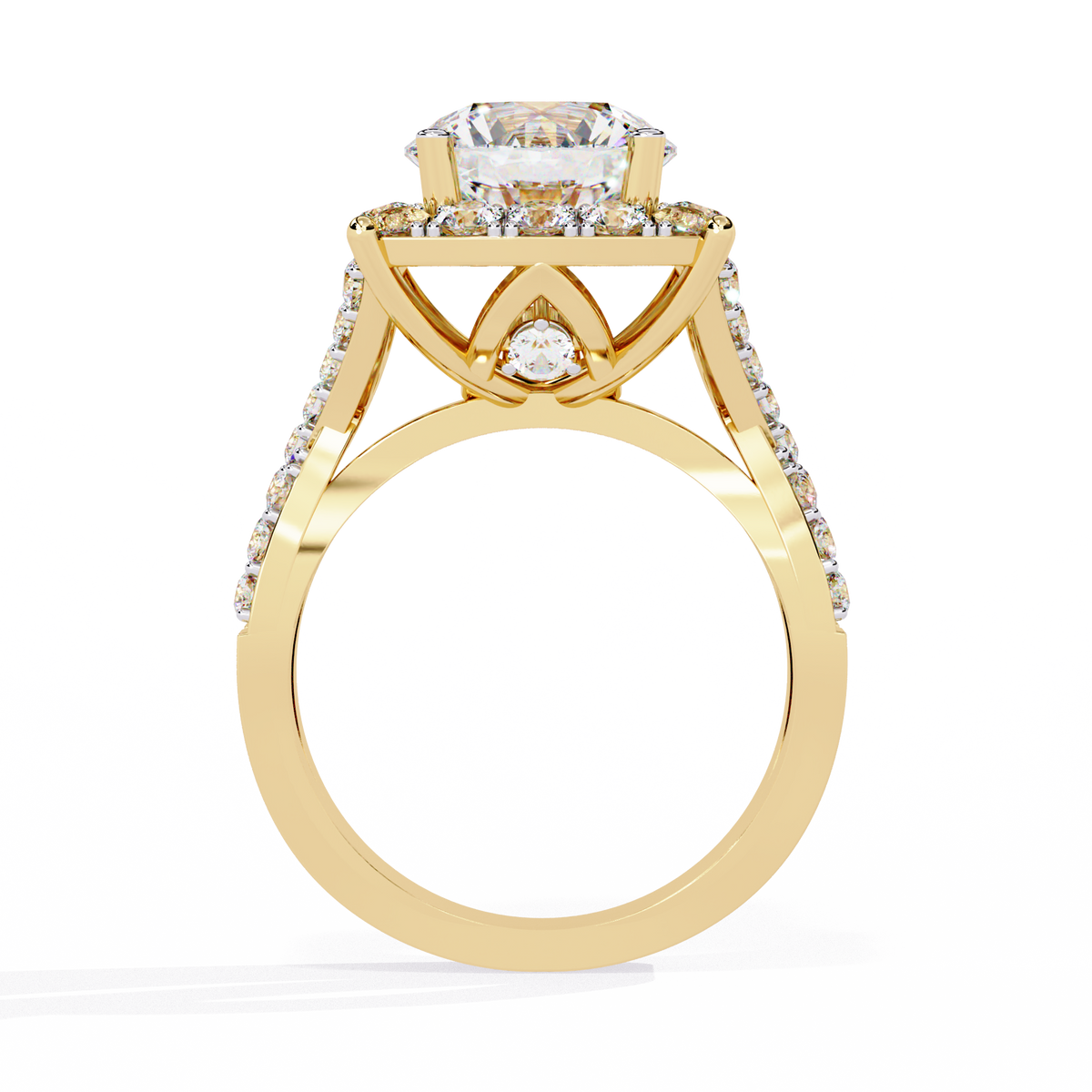 Reverra 14K Round Diamond Double Halo Engagement Ring, CTTW-3.4