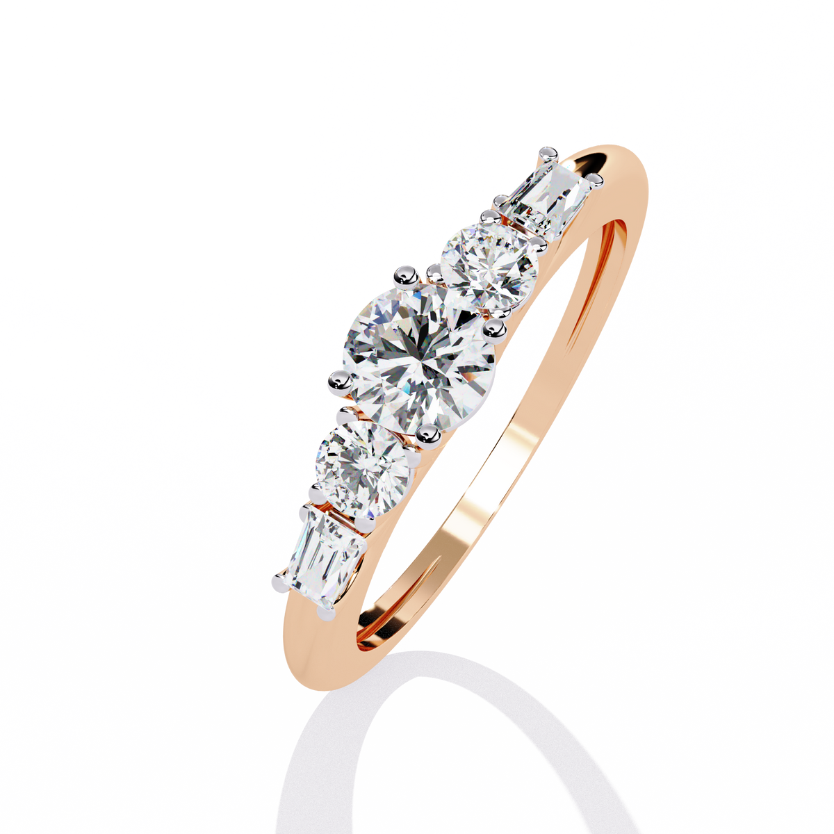 Reverra 14K Round Diamond Five Stone Engagement Ring, CTTW-0.73