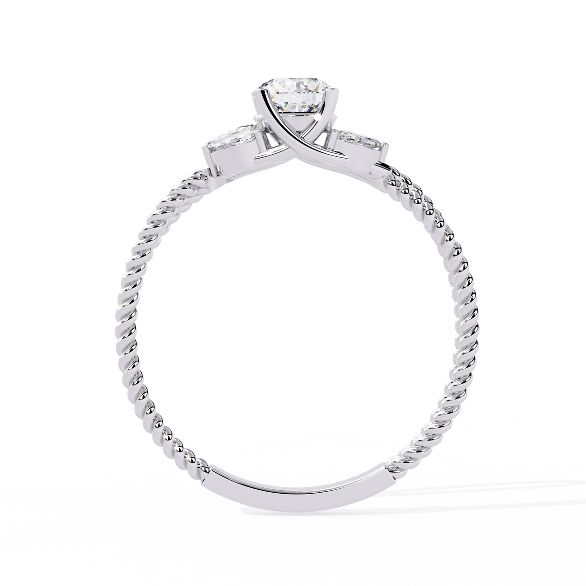 Reverra 14K Round Diamond Marquise Side Engagement Ring, CTTW-0.44