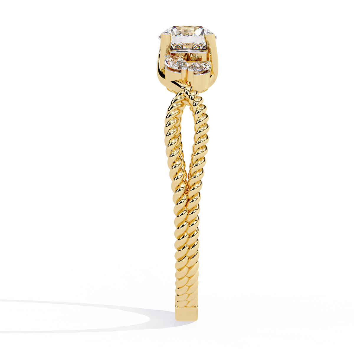 Reverra 14K Round Diamond Marquise Side Engagement Ring, CTTW-0.44