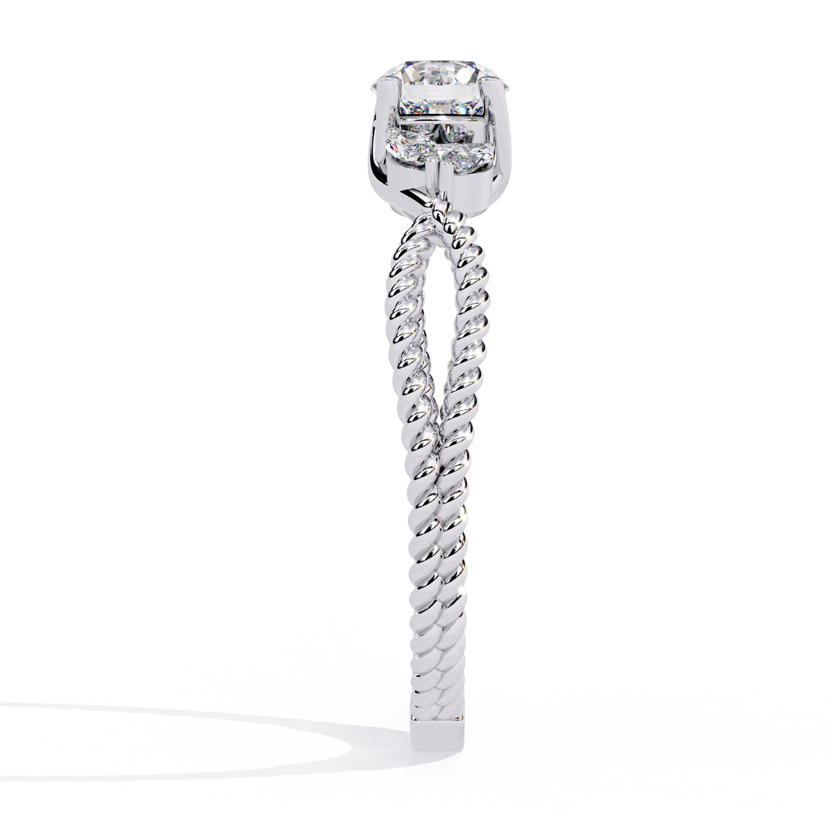 Reverra 14K Round Diamond Marquise Side Engagement Ring, CTTW-0.44