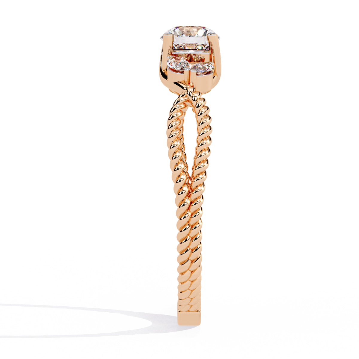 Reverra 14K Round Diamond Marquise Side Engagement Ring, CTTW-0.44