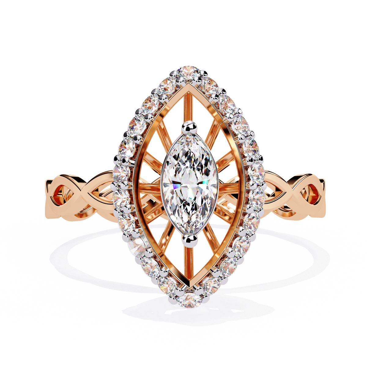 Reverra 14K Marquise Diamond Halo Engagement Ring, CTTW-0.56