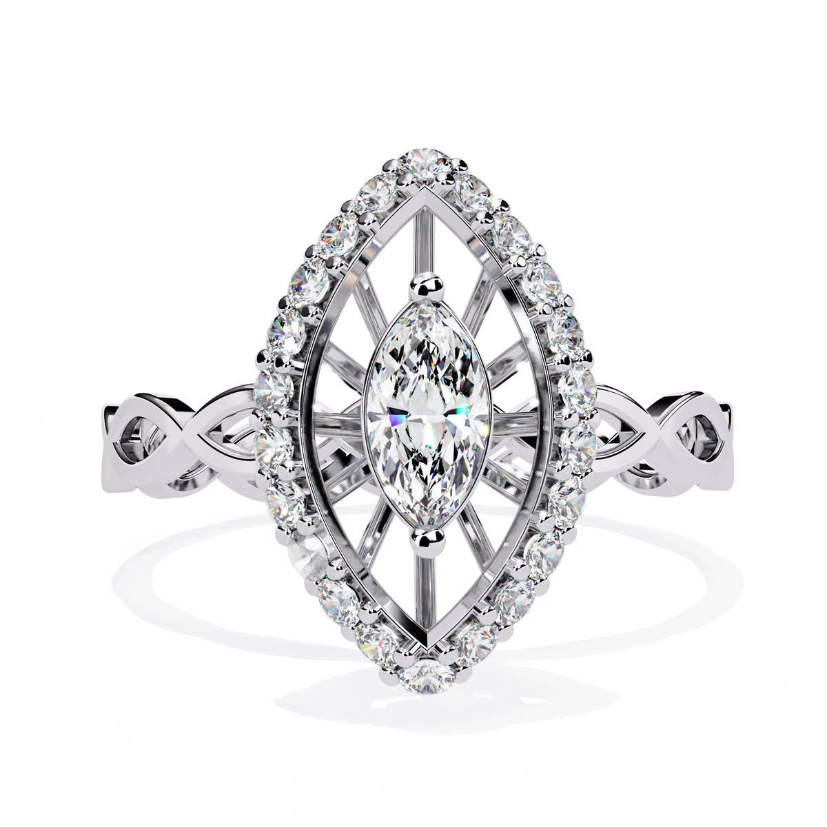 Reverra 14K Marquise Diamond Halo Engagement Ring, CTTW-0.56