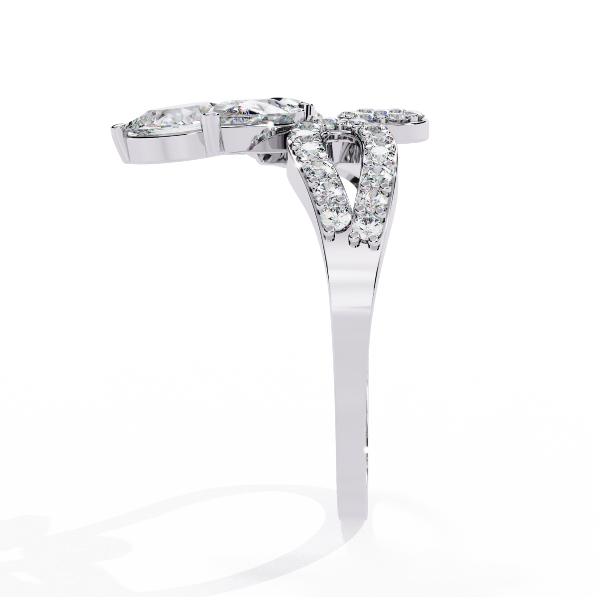 Reverra 14K Pear Diamond Floral Open Engagement Ring, CTTW-1.21