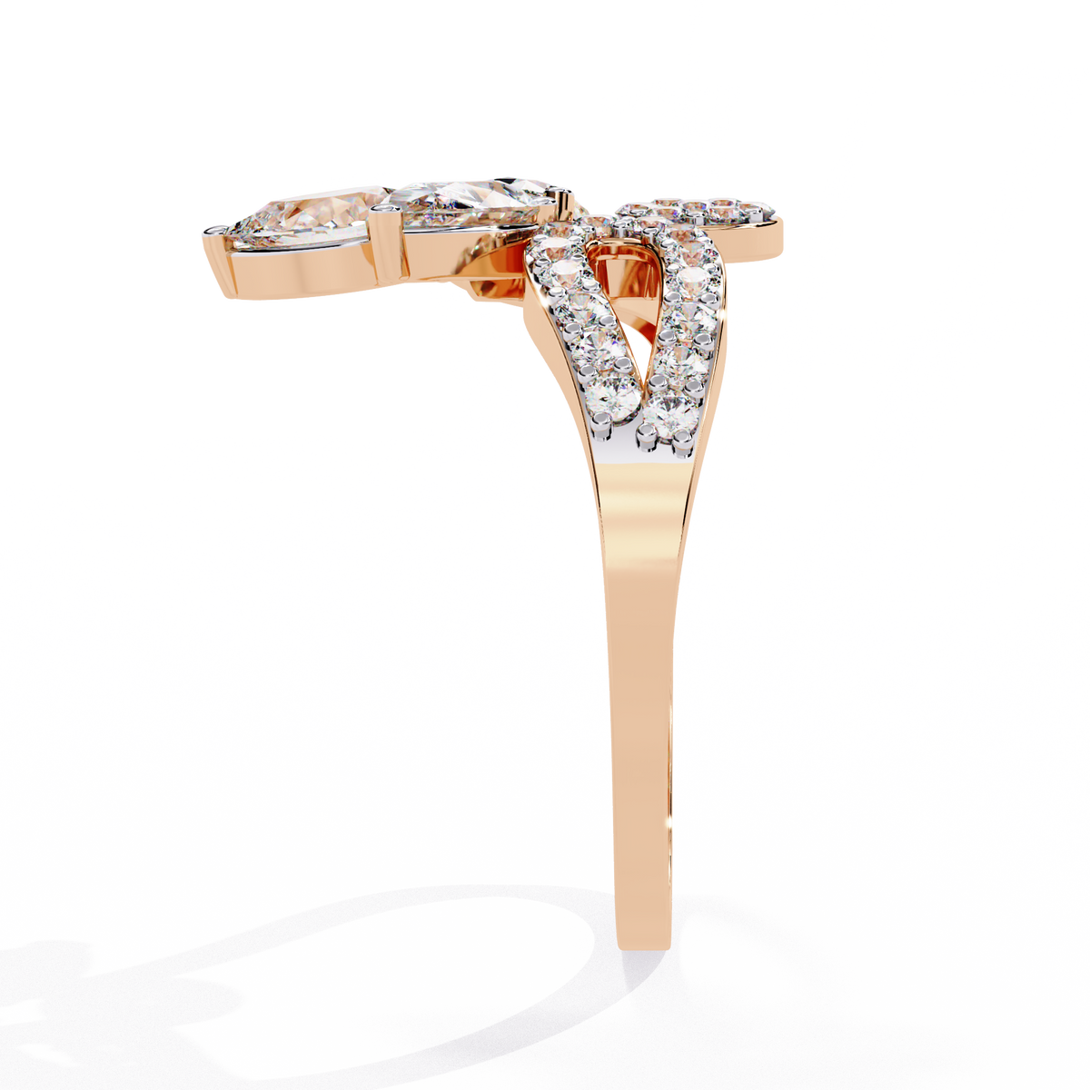 Reverra 14K Pear Diamond Floral Open Engagement Ring, CTTW-1.21