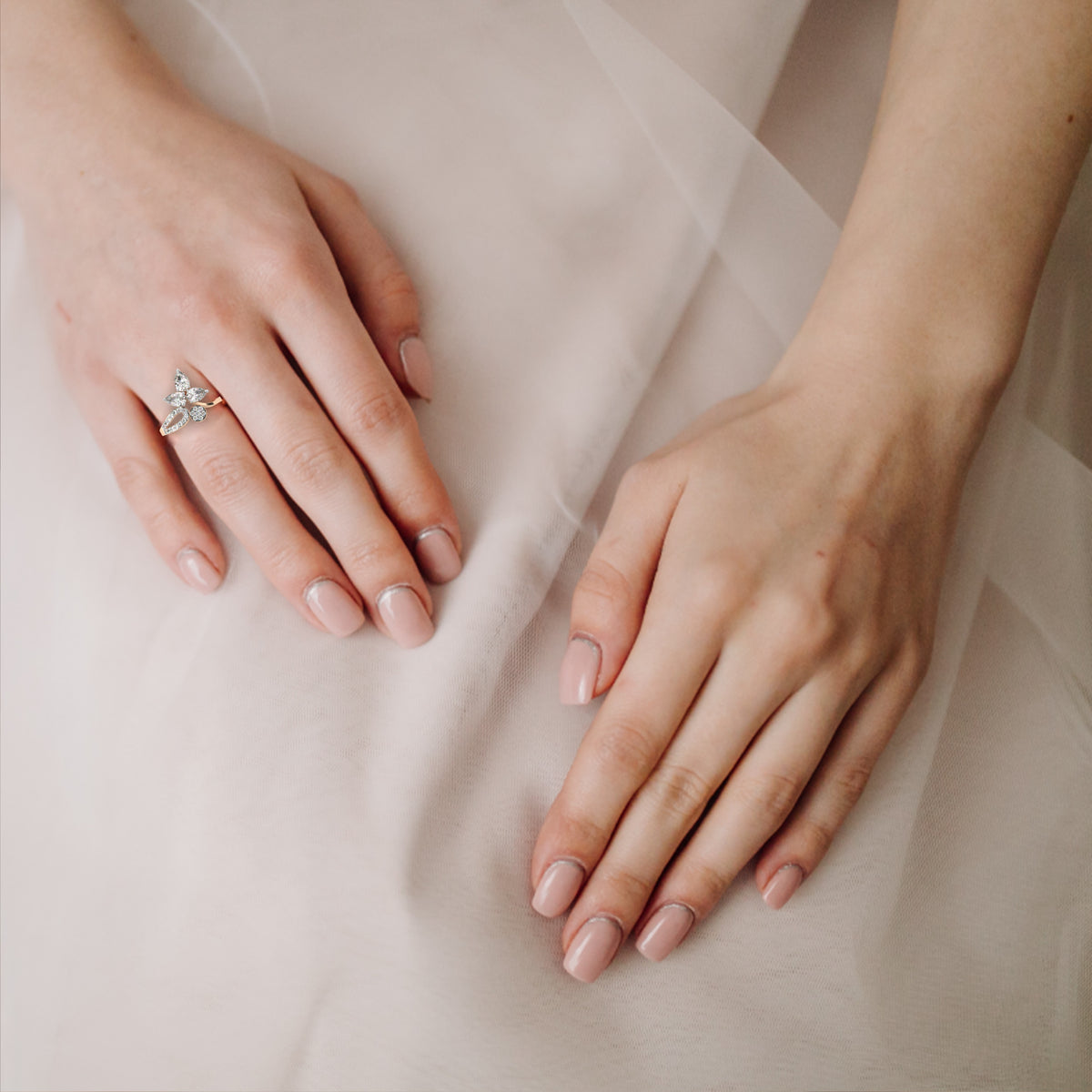 Reverra 14K Pear Diamond Floral Open Engagement Ring, CTTW-1.21