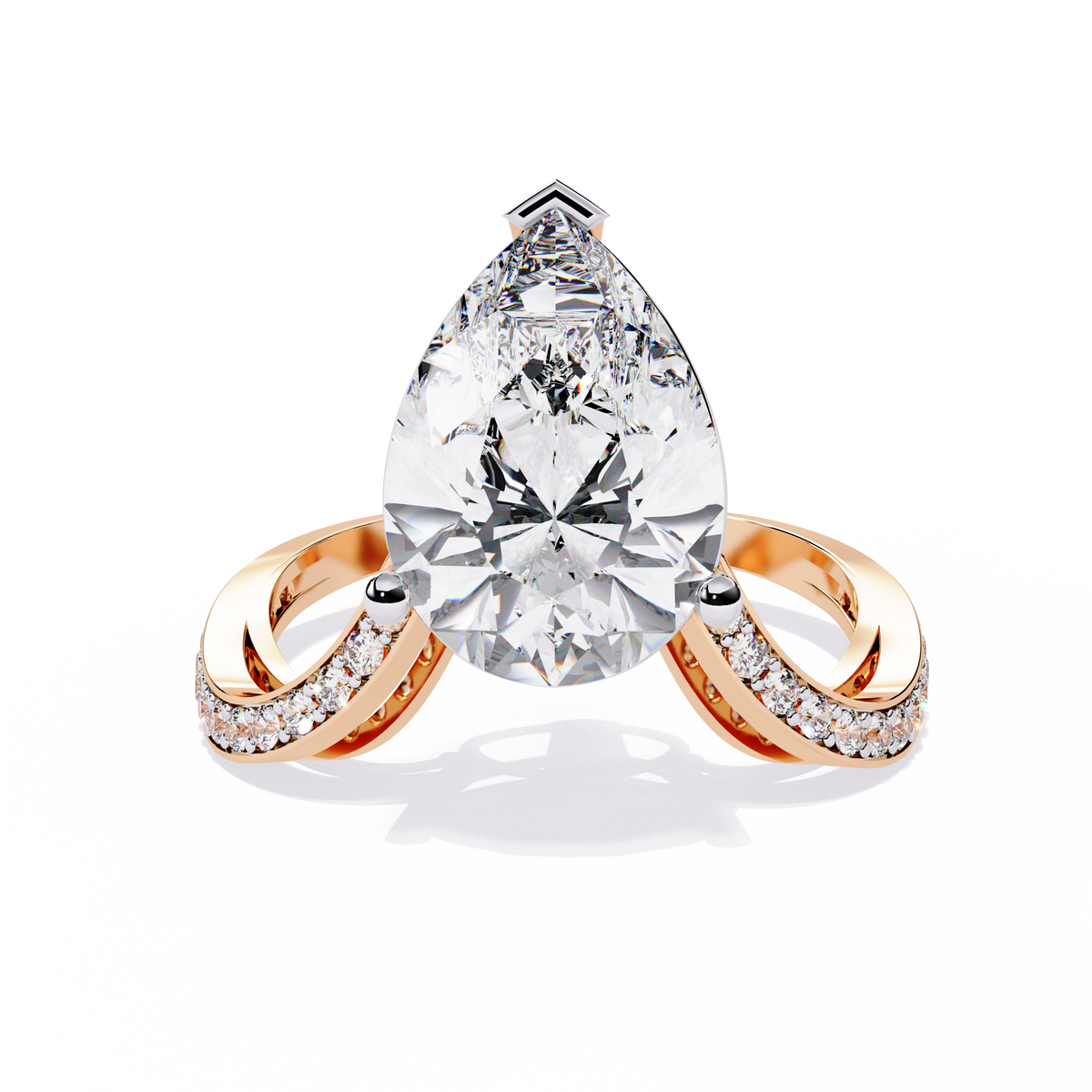 Reverra 14K Pear Diamond Split Shank Engagement Ring, CTTW-5