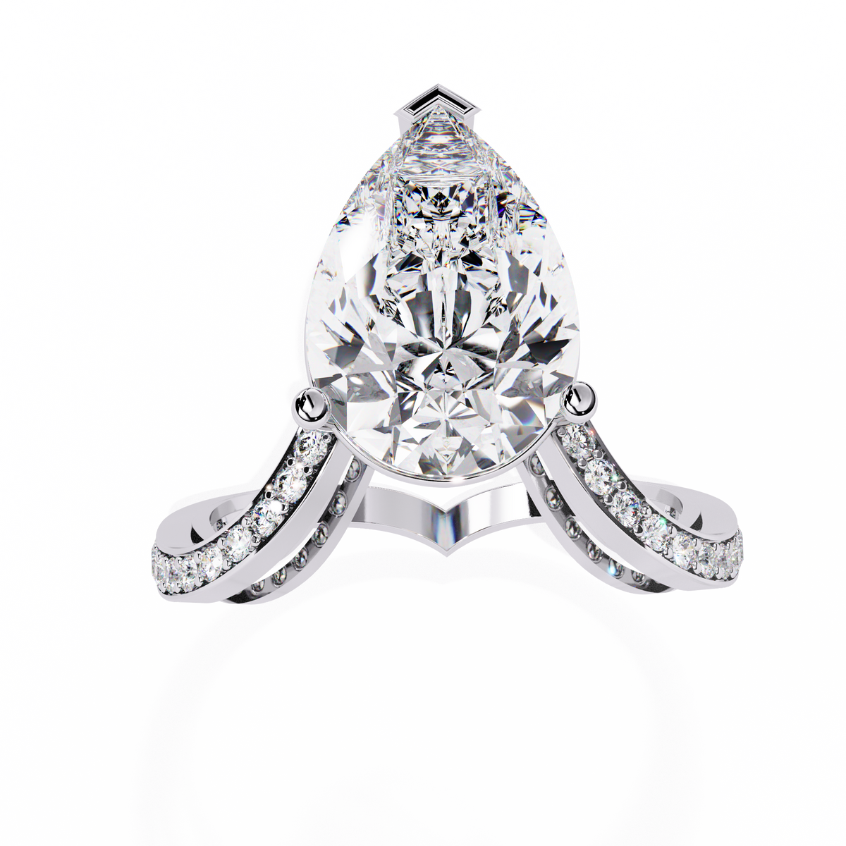 Reverra 14K Pear Diamond Split Shank Engagement Ring, CTTW-5