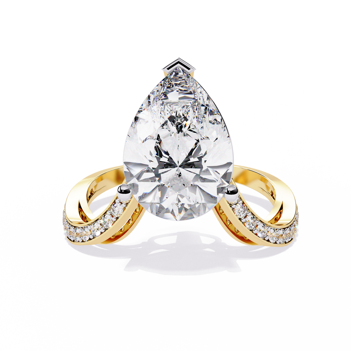 Reverra 14K Pear Diamond Split Shank Engagement Ring, CTTW-5