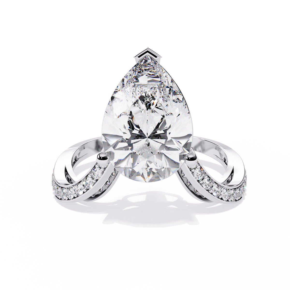 Reverra 14K Pear Diamond Split Shank Engagement Ring, CTTW-5