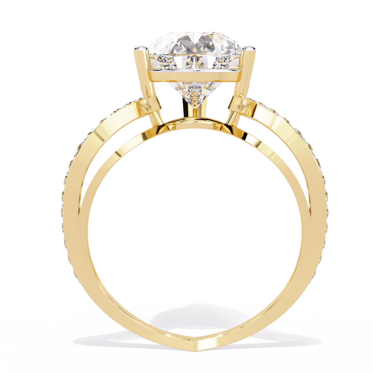 Reverra 14K Pear Diamond Split Shank Engagement Ring, CTTW-5