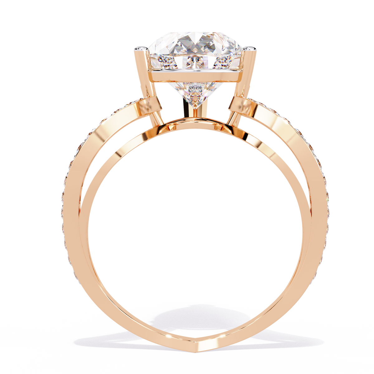 Reverra 14K Pear Diamond Split Shank Engagement Ring, CTTW-5