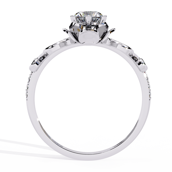 Reverra 14K Gold Round Lab Grown Diamond Floral Scroll Engagement Ring for Women, CTTW-0.56