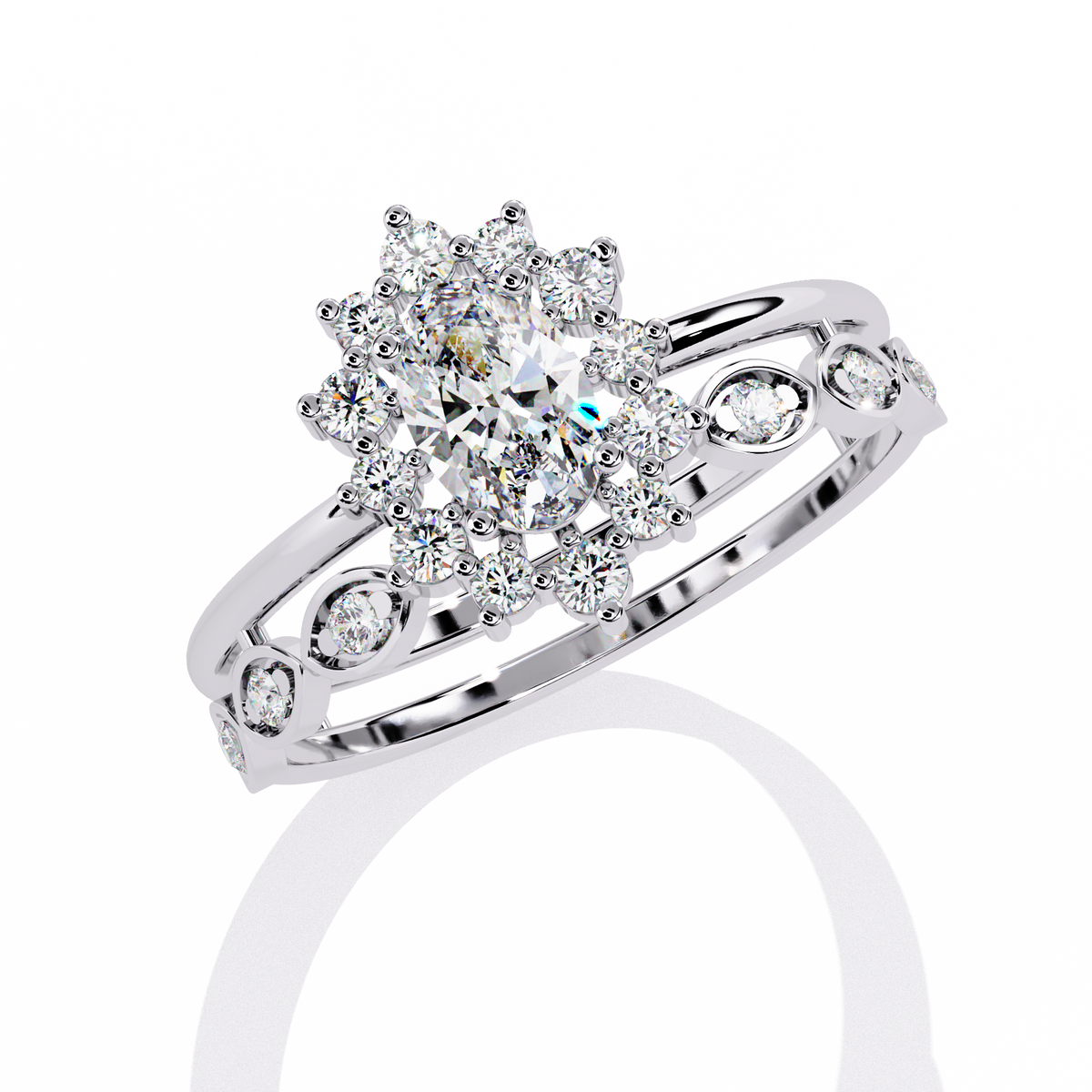 Reverra 14K Oval Diamond Vintage Halo Engagement Ring, CTTW-0.59