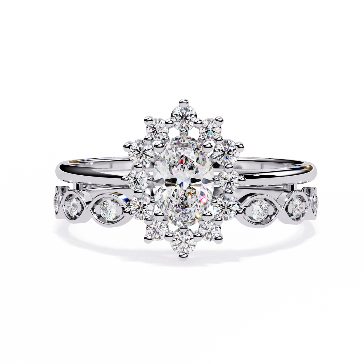 Reverra 14K Oval Diamond Vintage Halo Engagement Ring, CTTW-0.59