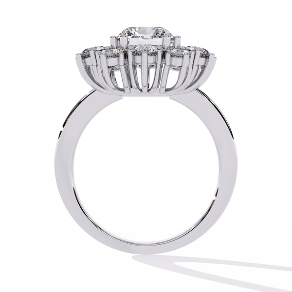 Reverra 14K Gold Radiant & Round Lab Grown Diamond Starburst Halo Engagement Ring for Women, CTTW-4.46