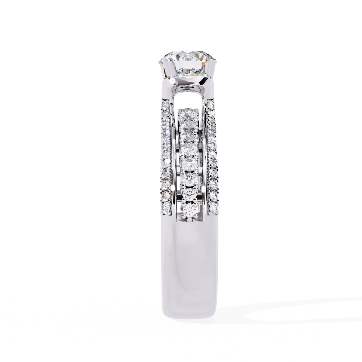 Reverra 14K Round Diamond Triple Row Engagement Ring, CTTW-1.23