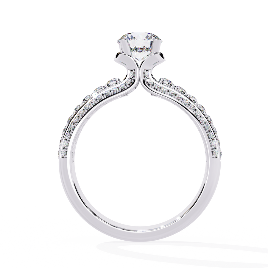 Reverra 14K Gold Round Lab Grown Diamond Triple Row Engagement Ring for Women, CTTW-1.23