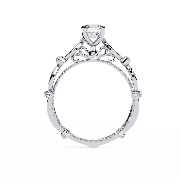 Reverra 14K Gold Round Lab Grown Diamond Vintage Marquise Engagement Ring for Women, CTTW-0.84