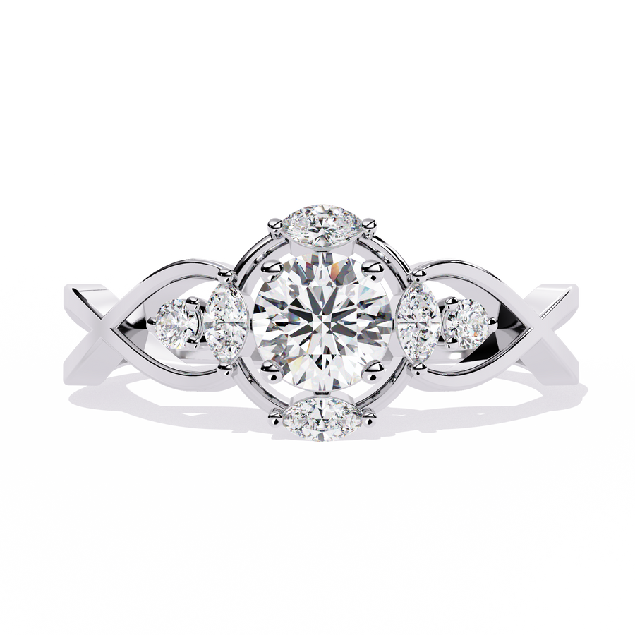 Reverra 14K Gold Round & Marquise Lab Grown Diamond Infinity Marquise Engagement Ring for Women, CTTW-0.46