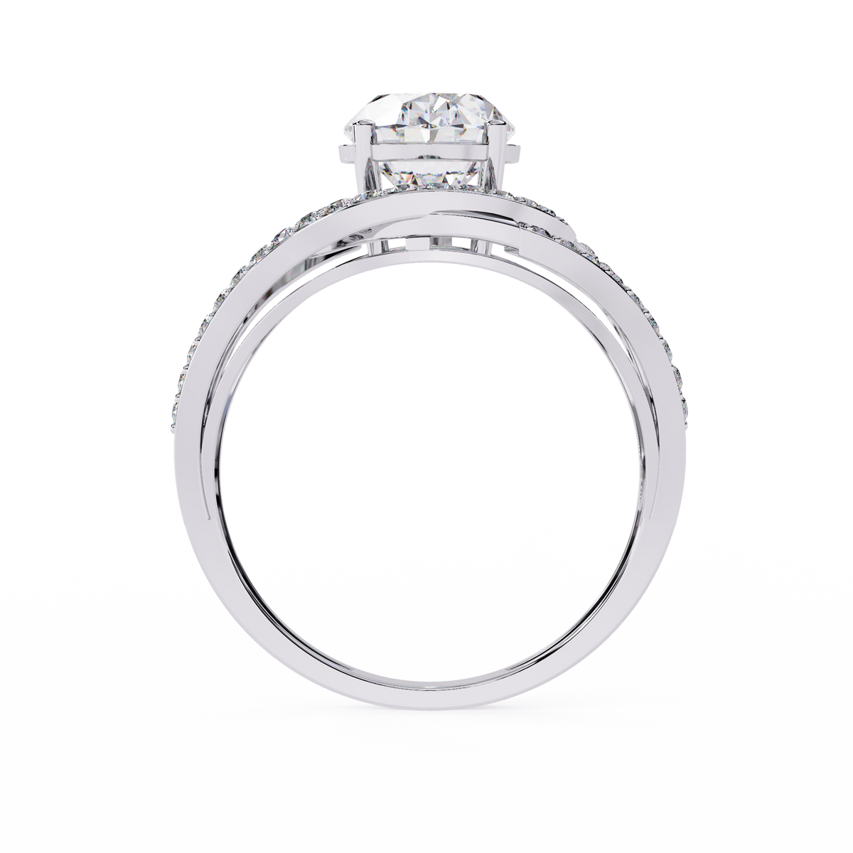 Reverra 14K Oval Diamond Split Shank Halo Ring, CTTW-7.78