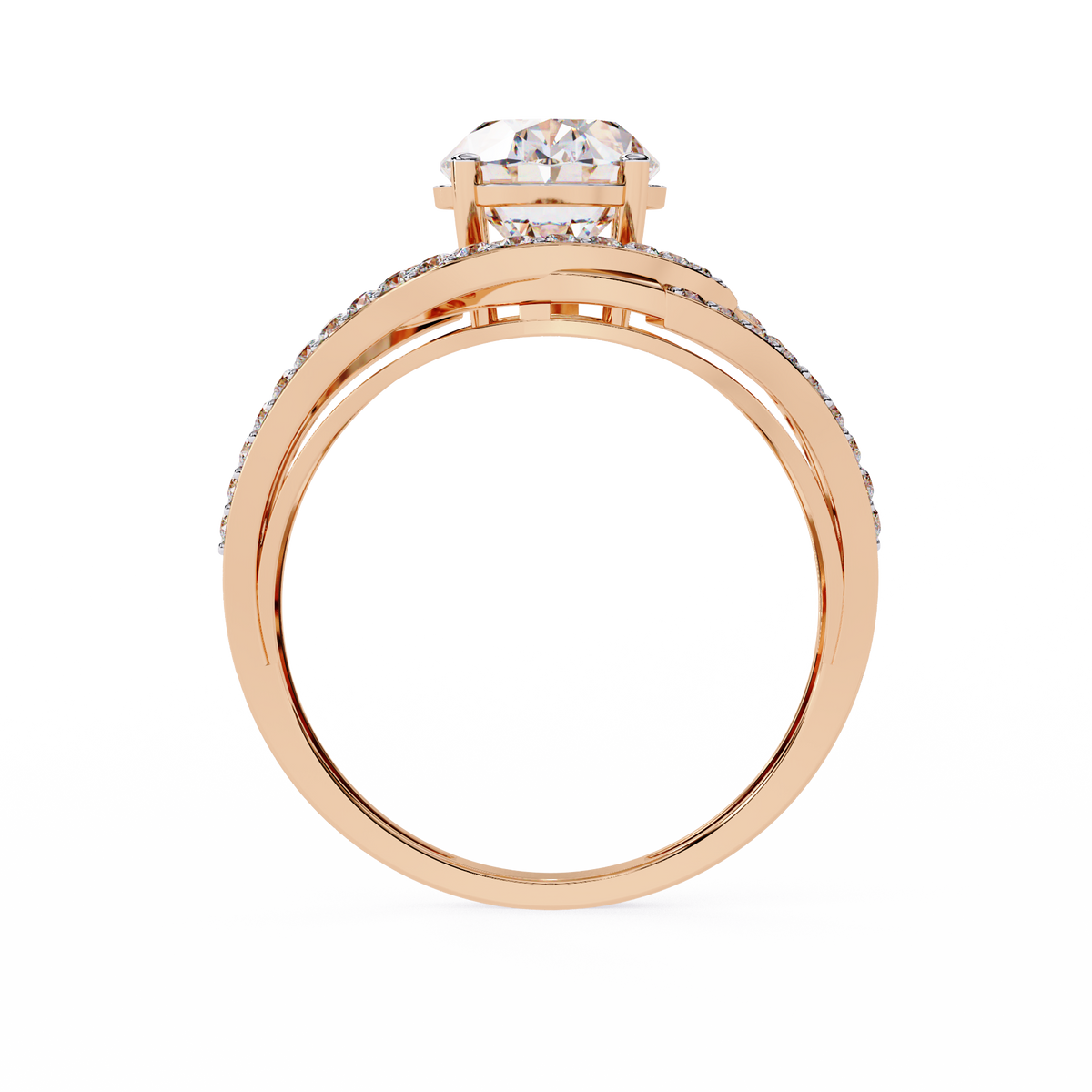 Reverra 14K Oval Diamond Split Shank Halo Ring, CTTW-7.78