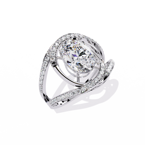 Reverra 14K Gold Oval & Round Lab Grown Diamond Split Shank Halo Engagement Ring for Women, CTTW-7.78