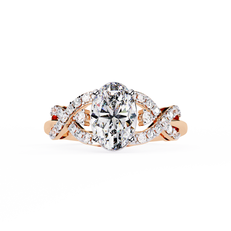 Reverra 14K Gold Oval & Round Lab Grown Diamond Infinity Twist Engagement Ring for Women, CTTW-1.8