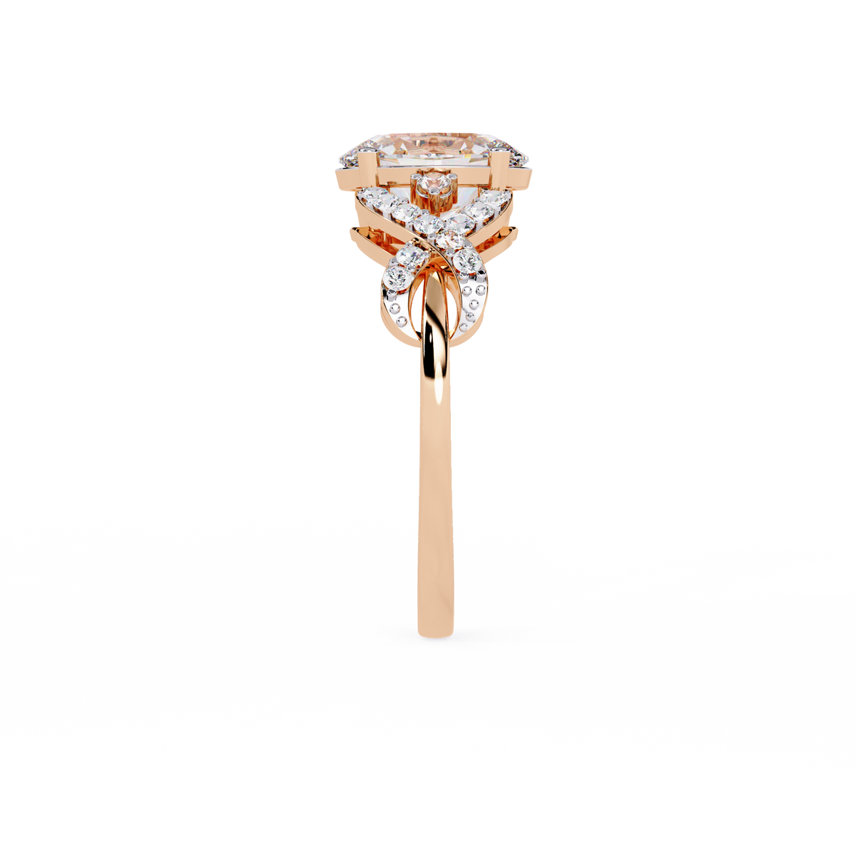 Reverra 14K Oval Diamond Infinity Twist Engagement Ring, CTTW-1.8