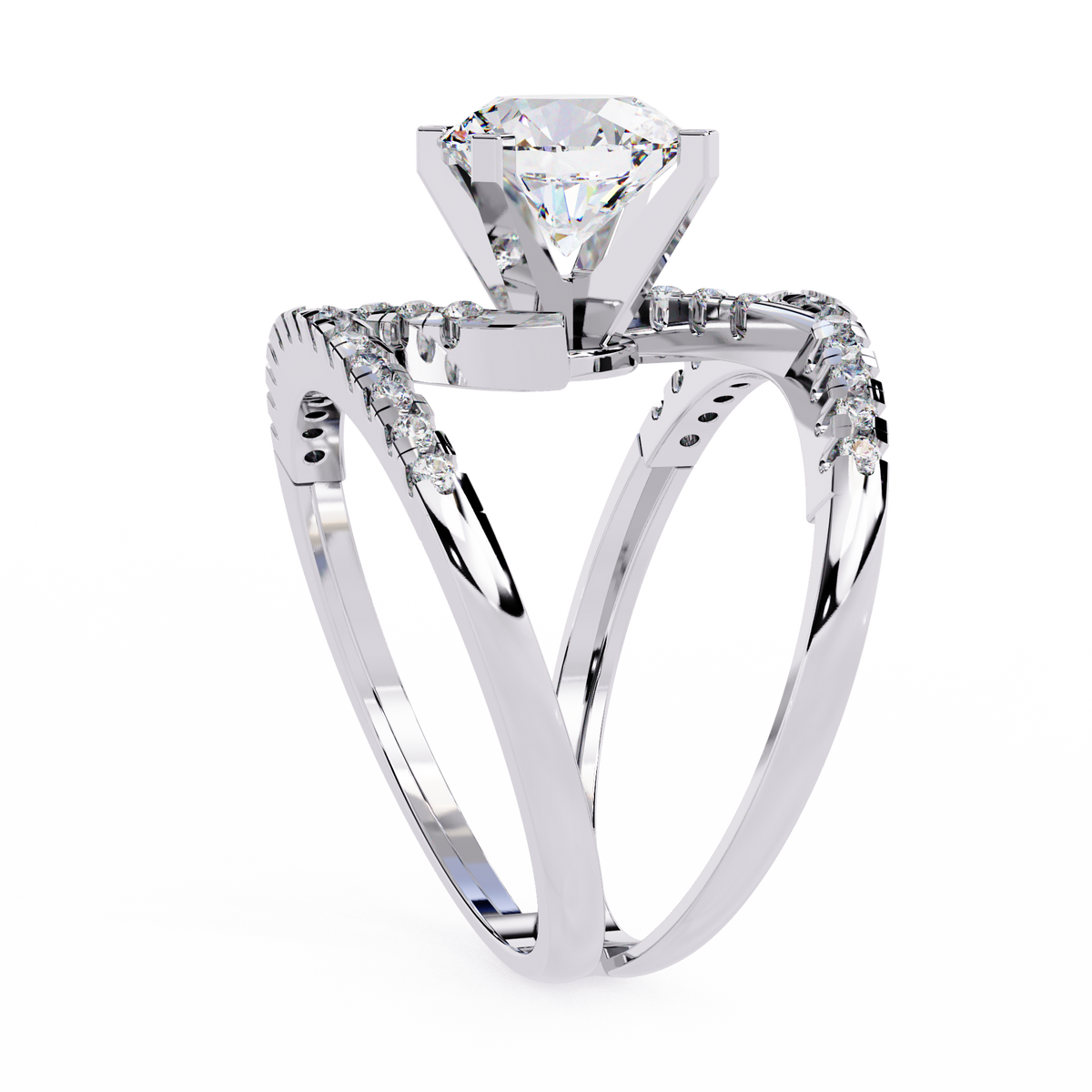 Reverra 14K Round Diamond Double Band Spiral Ring, CTTW-2.38