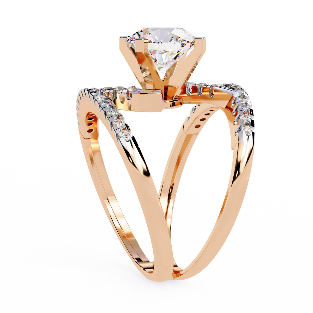 Reverra 14K Round Diamond Double Band Spiral Ring, CTTW-2.38