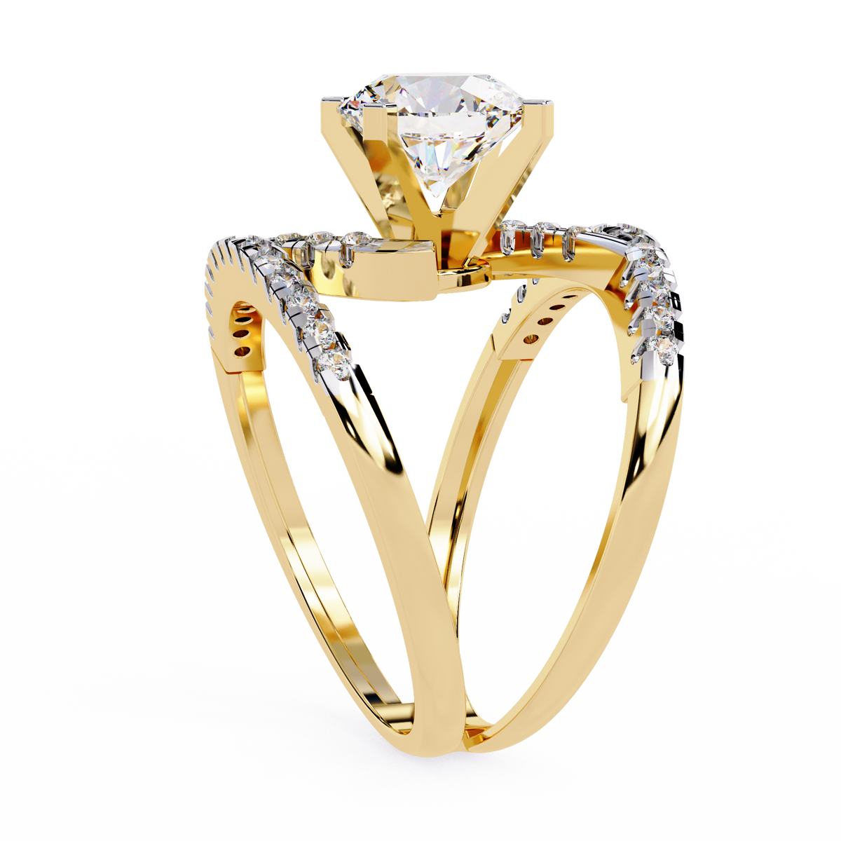 Reverra 14K Round Diamond Double Band Spiral Ring, CTTW-2.38